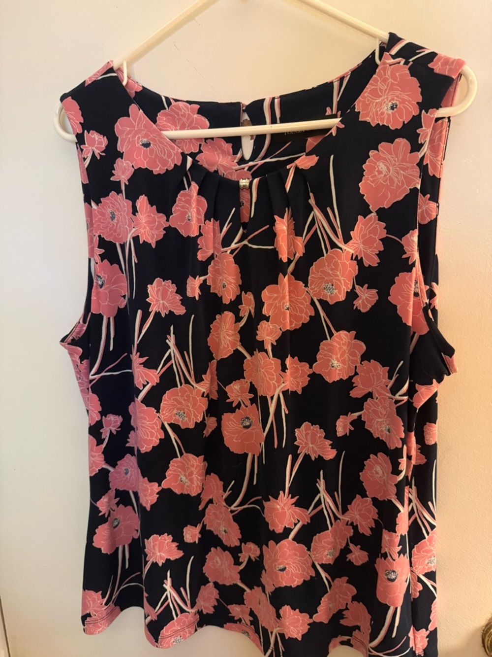 Ivanka Trump Pink Floral Sleeveless Top on Black